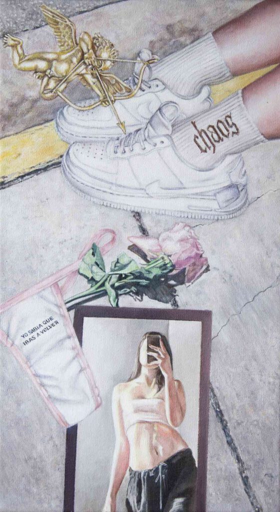 Caos, 2022, óleo sobre lienzo 35x20 cm