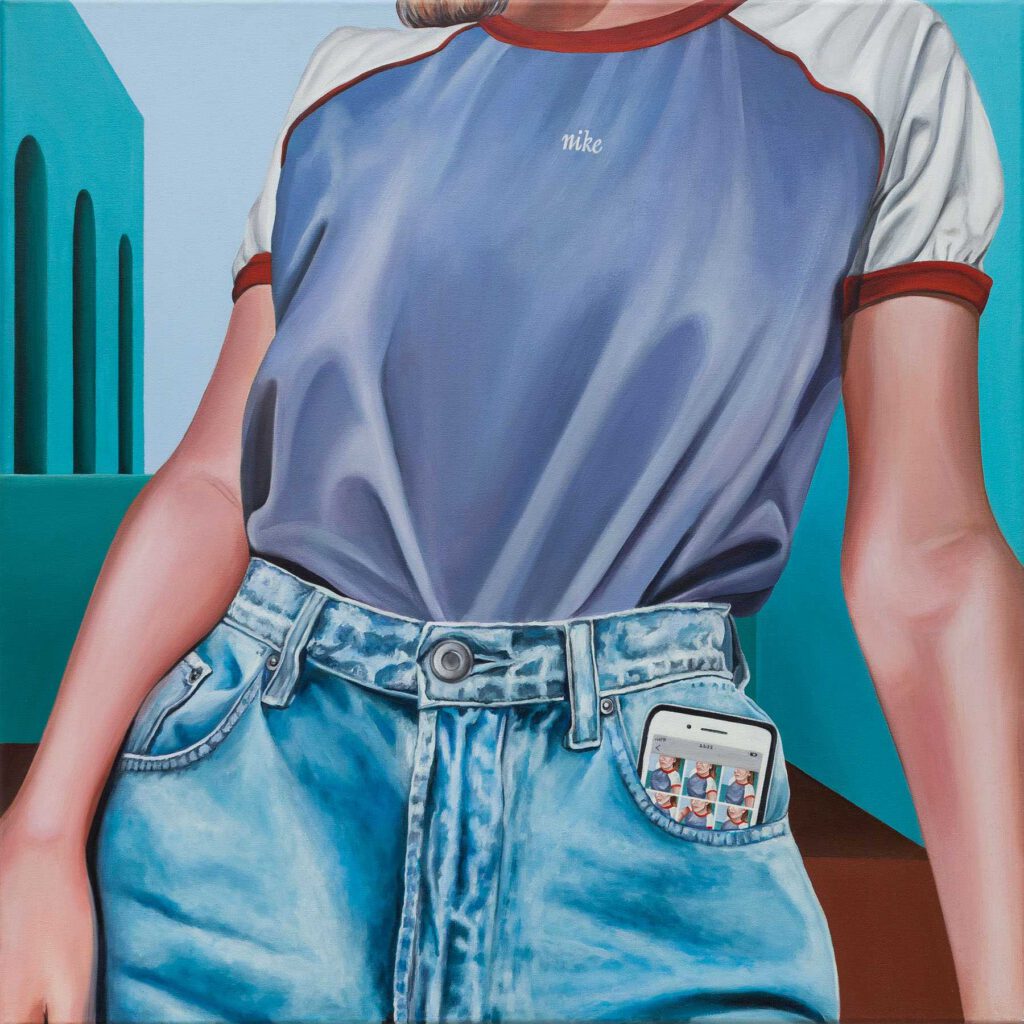 Cultura selfie, 2019, acrílico sobre lienzo 70x70 cm