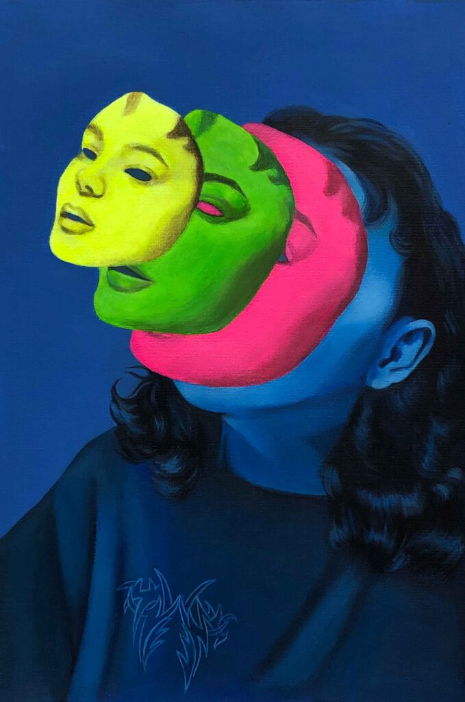 Face mask, 2021, acrílico sobre papel 30x20 cm