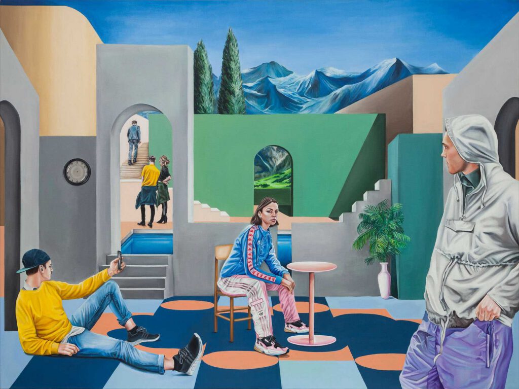 Miradas esquivas, 2019, acrílico sobre lienzo 150x200 cm