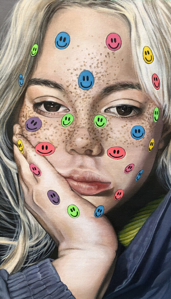 Smile, 2021, acrílico sobre lienzo, 35 x 20 cm.