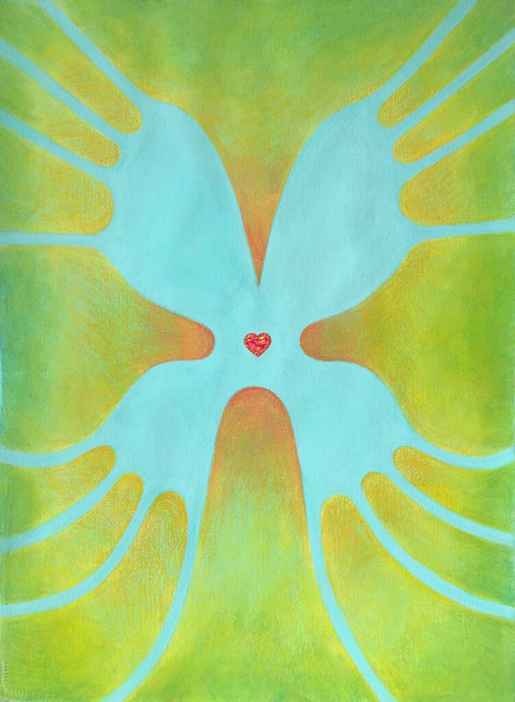 Nhem, 2024, pastel tiza, tinta y acrílico sobre papel 76x57 cm