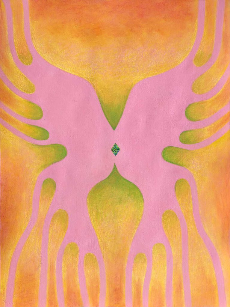 Shti, 2024, pastel tiza, tinta y acrílico sobre papel 76x57 cm
